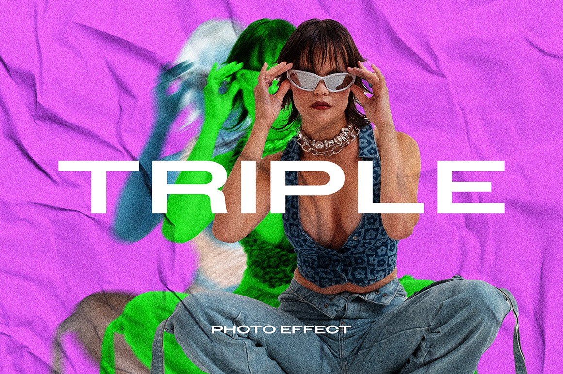 Folded Paper Triple Photo Effect Folded Paper Triple Photo Effect