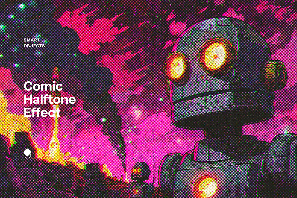 Retrofuturistic Comic Halftone Photo Effect Retrofuturistic Comic Halftone Photo Effect