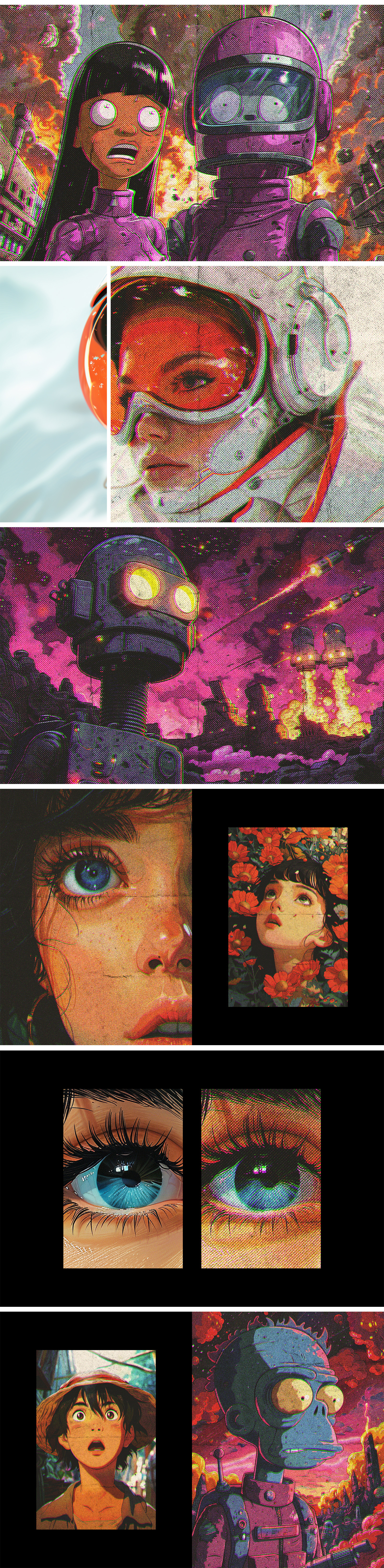 Retrofuturistic Comic Halftone Photo Effect Retrofuturistic Comic Halftone Photo Effect