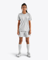 Young Latina Woman Wearing a Full Soccer Kit Mockup