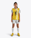 Young Latina Woman Wearing a Full Soccer Kit Mockup