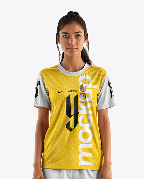 Young Latina Woman Wearing a Full Soccer Kit Mockup