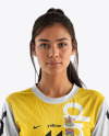 Young Latina Woman Wearing a Full Soccer Kit Mockup