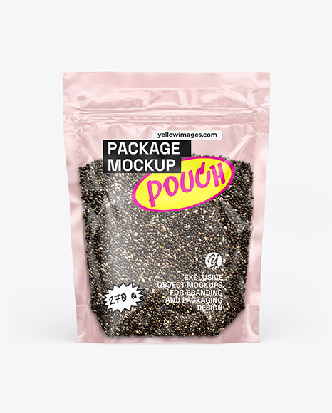 Transparent Pouch with Chia Seeds Mockup - Product package mockup