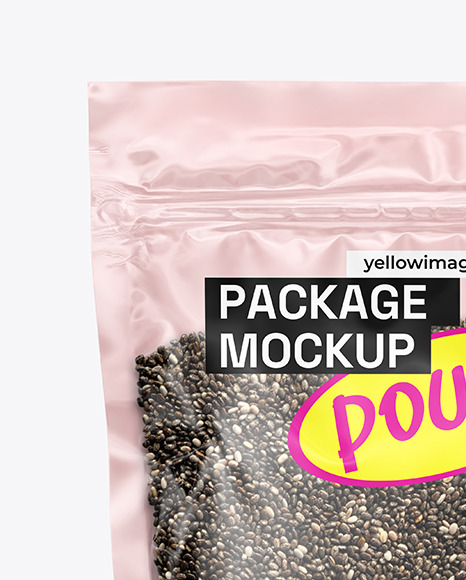 Transparent Pouch with Chia Seeds Mockup