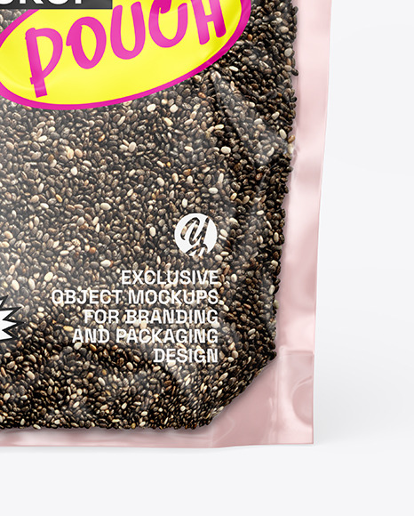 Transparent Pouch with Chia Seeds Mockup