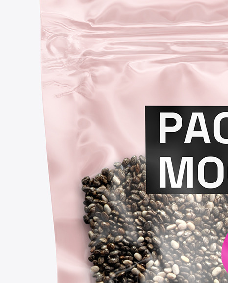 Transparent Pouch with Chia Seeds Mockup