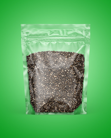 Transparent Pouch with Chia Seeds Mockup