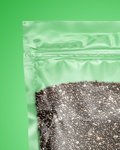 Transparent Pouch with Chia Seeds Mockup