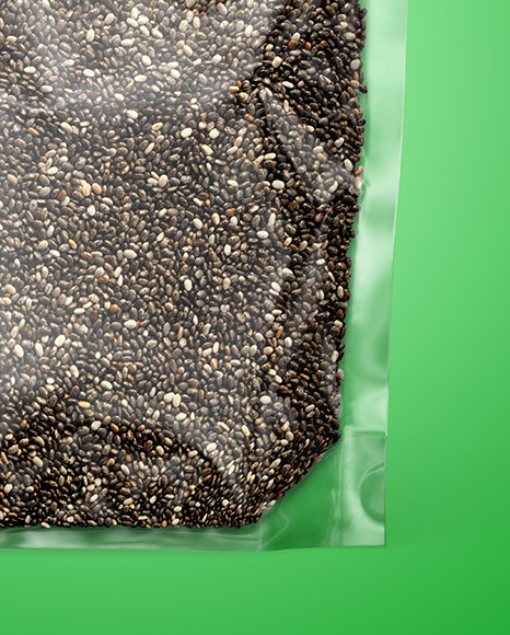 Transparent Pouch with Chia Seeds Mockup