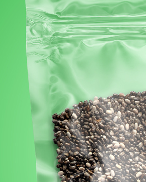 Transparent Pouch with Chia Seeds Mockup