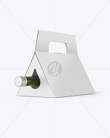 Triangular Box with Wine Bottle Mockup