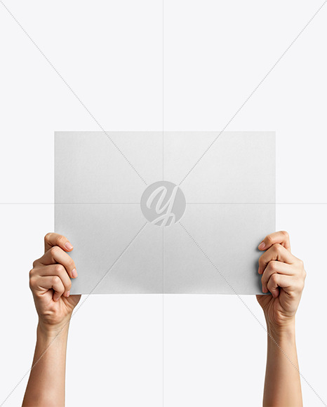 Two Hands Holding a Paper Sign Mockup