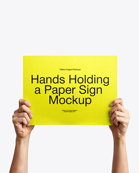 Two Hands Holding a Paper Sign Mockup - A4 box mockup