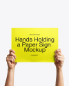 Two Hands Holding a Paper Sign Mockup