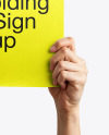 Two Hands Holding a Paper Sign Mockup
