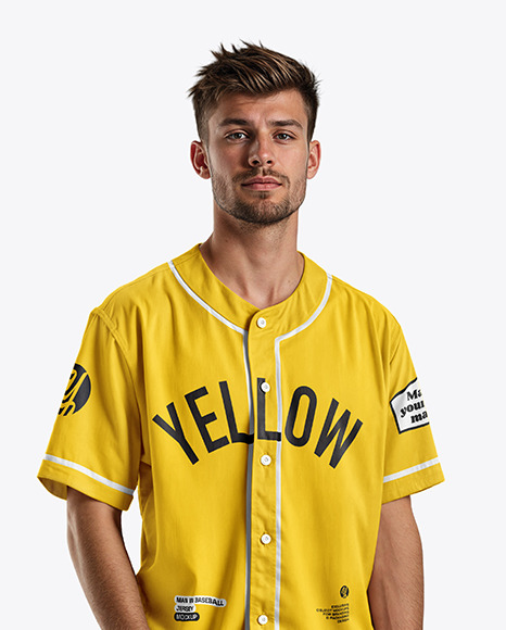 A Man Wearing a Baseball Jersey and Jeans Mockup