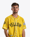 A Man Wearing a Baseball Jersey and Jeans Mockup