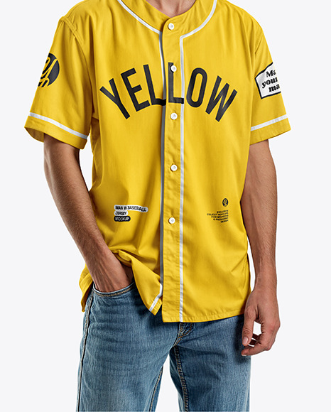 A Man Wearing a Baseball Jersey and Jeans Mockup