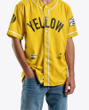 A Man Wearing a Baseball Jersey and Jeans Mockup