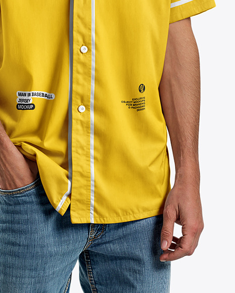 A Man Wearing a Baseball Jersey and Jeans Mockup