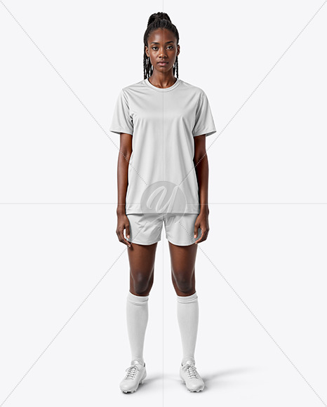 An Afro-American Woman Wearing a Full Soccer Kit Mockup