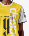 An Afro-American Woman Wearing a Full Soccer Kit Mockup
