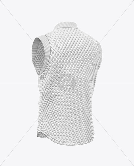 Glossy Quilted Vest Mockup - Back Half Side View