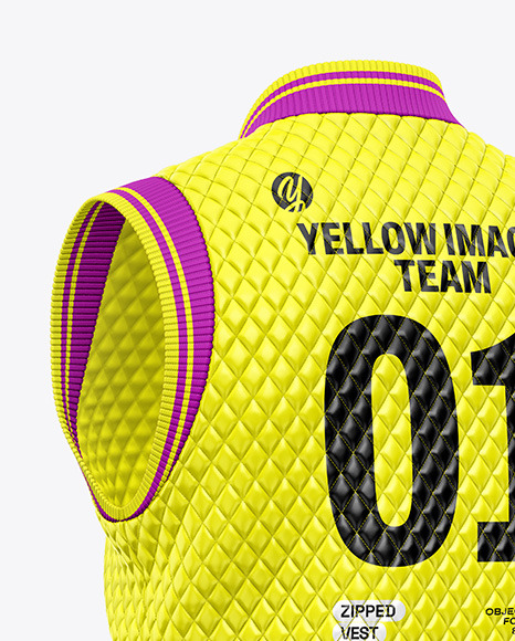 Glossy Quilted Vest Mockup - Back Half Side View