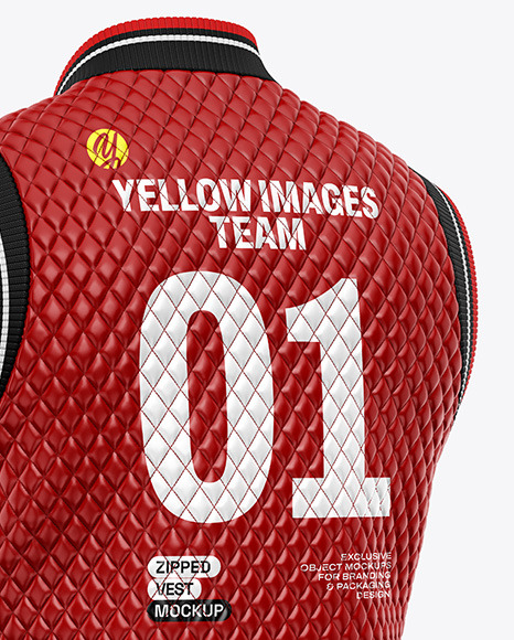 Glossy Quilted Vest Mockup - Back Half Side View
