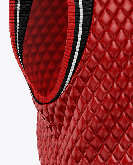 Glossy Quilted Vest Mockup - Back Half Side View