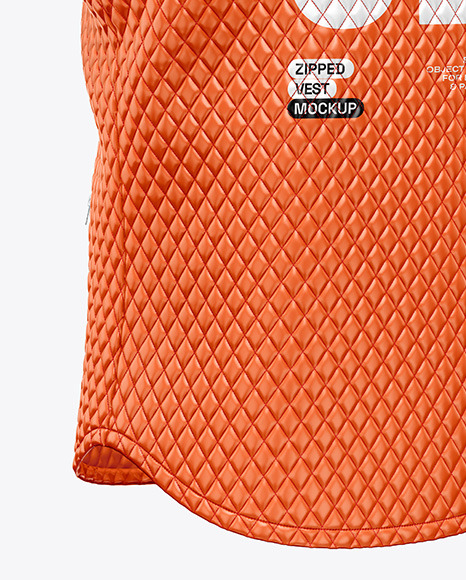Glossy Quilted Vest Mockup - Back Half Side View