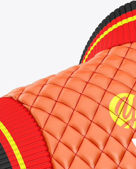 Glossy Quilted Vest Mockup - Back Half Side View