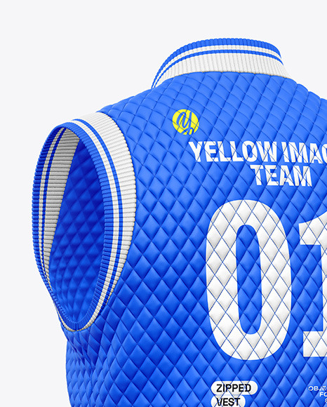 Matte Quilted Vest Mockup - Back Half Side View
