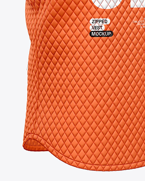 Matte Quilted Vest Mockup - Back Half Side View