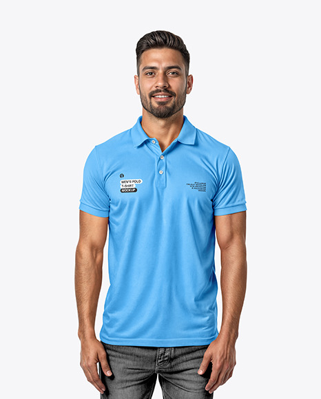 A Man Wearing a Polo Shirt and Jeans Mockup - T-Shirt+Fashion+Mock-Up+