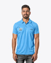A Man Wearing a Polo Shirt and Jeans Mockup