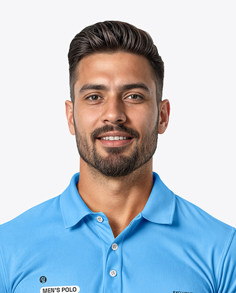 A Man Wearing a Polo Shirt and Jeans Mockup