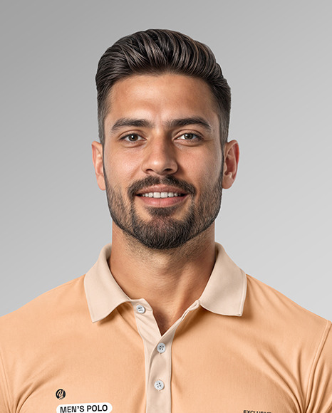 A Man Wearing a Polo Shirt and Jeans Mockup