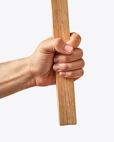 A Hand Holding a Paper Sign with Wooden Handle Mockup