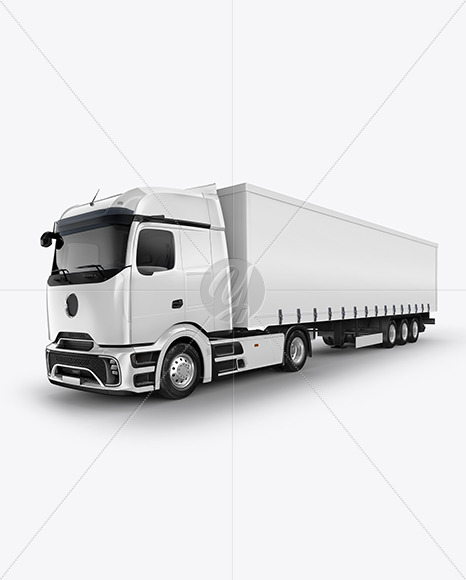 Semi Trailer Truck Mockup - Half Side View