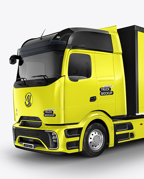 Semi Trailer Truck Mockup - Half Side View