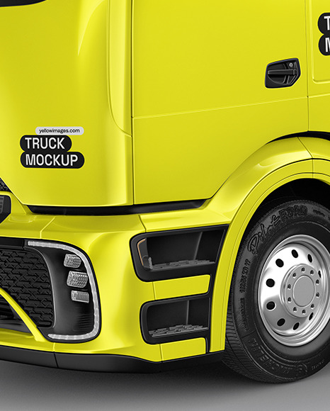 Semi Trailer Truck Mockup - Half Side View