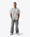 A Man Wearing a Baseball Jersey and Jeans Mockup