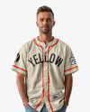 A Man Wearing a Baseball Jersey and Jeans Mockup