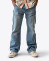 A Man Wearing a Baseball Jersey and Jeans Mockup