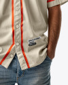 A Man Wearing a Baseball Jersey and Jeans Mockup