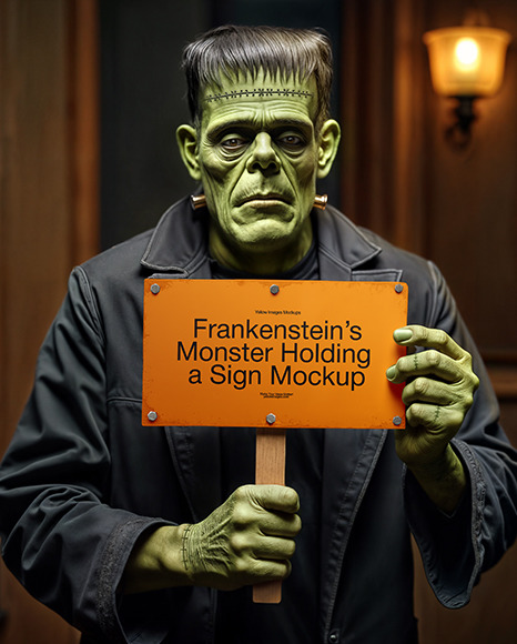 Frankenstein's Monster Holding a Sign Mockup - Free+Outdoor+Sign+Mockup+Psd+In+2021+Lightbox+Signage+Signage+Sign+Mockup