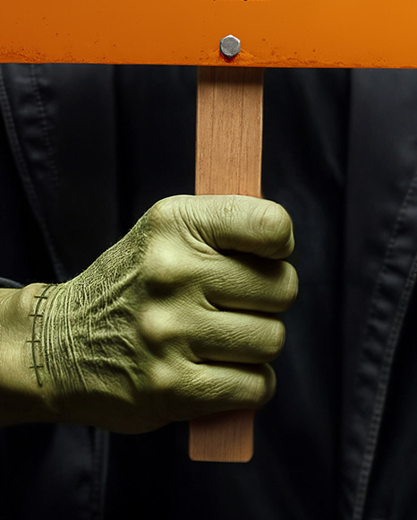 Frankenstein's Monster Holding a Sign Mockup