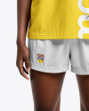 A Black Woman with Dreadlocks Wearing a Full Soccer Kit Mockup